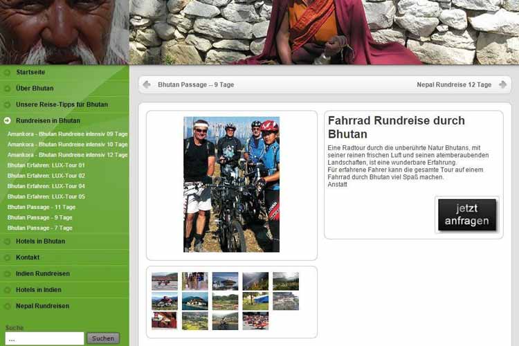 Auszug Website Bhutan Reisen Deluxe