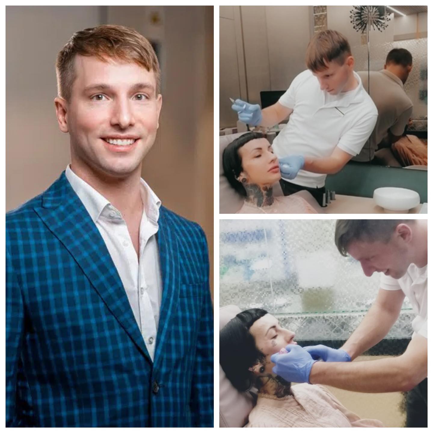 Botox Behandlung, Collage mit Bild vom Arzt und Behandlungen